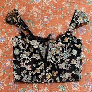 NWT Victoria’s Secret black floral corset top!